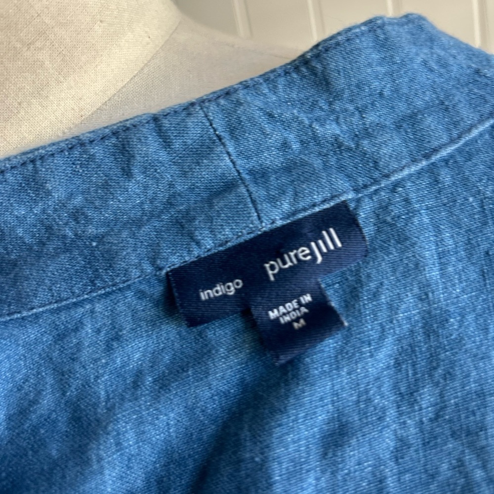 J. Jill Blue Open-Front Cardigan pure indigo linen - Picture 3 of 12